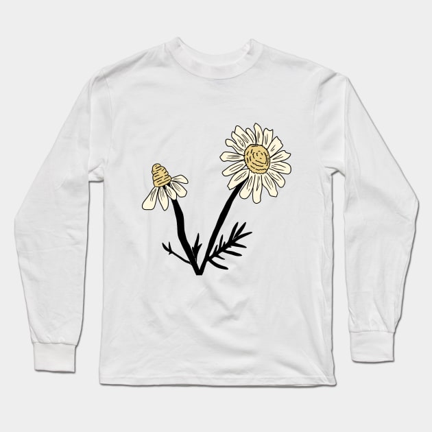 Chamomile Flowers Long Sleeve T-Shirt by bloomingviolets